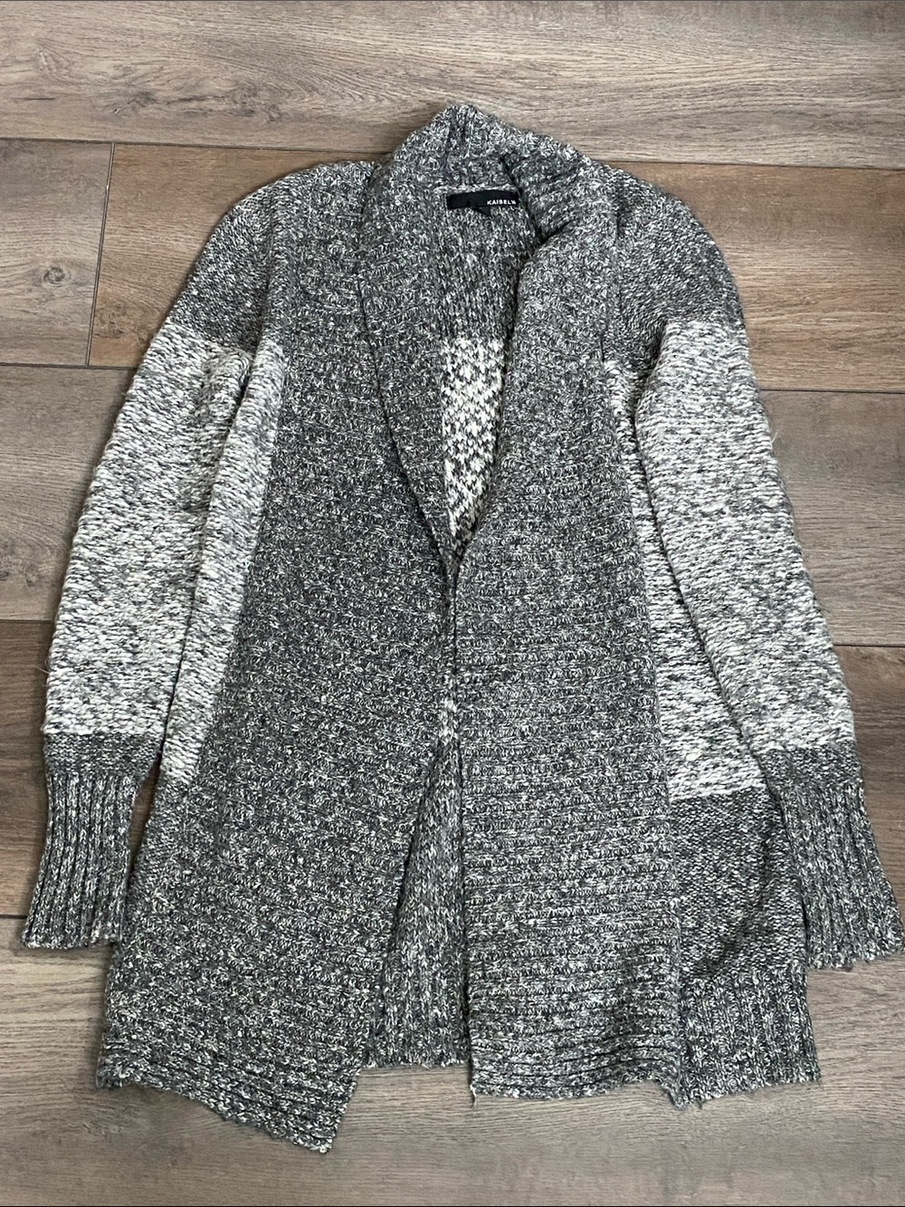 Kaisely Gray Marled Open-Front Knit Cardigan